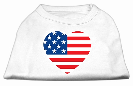 American Flag Heart Screen Print Shirt White Med